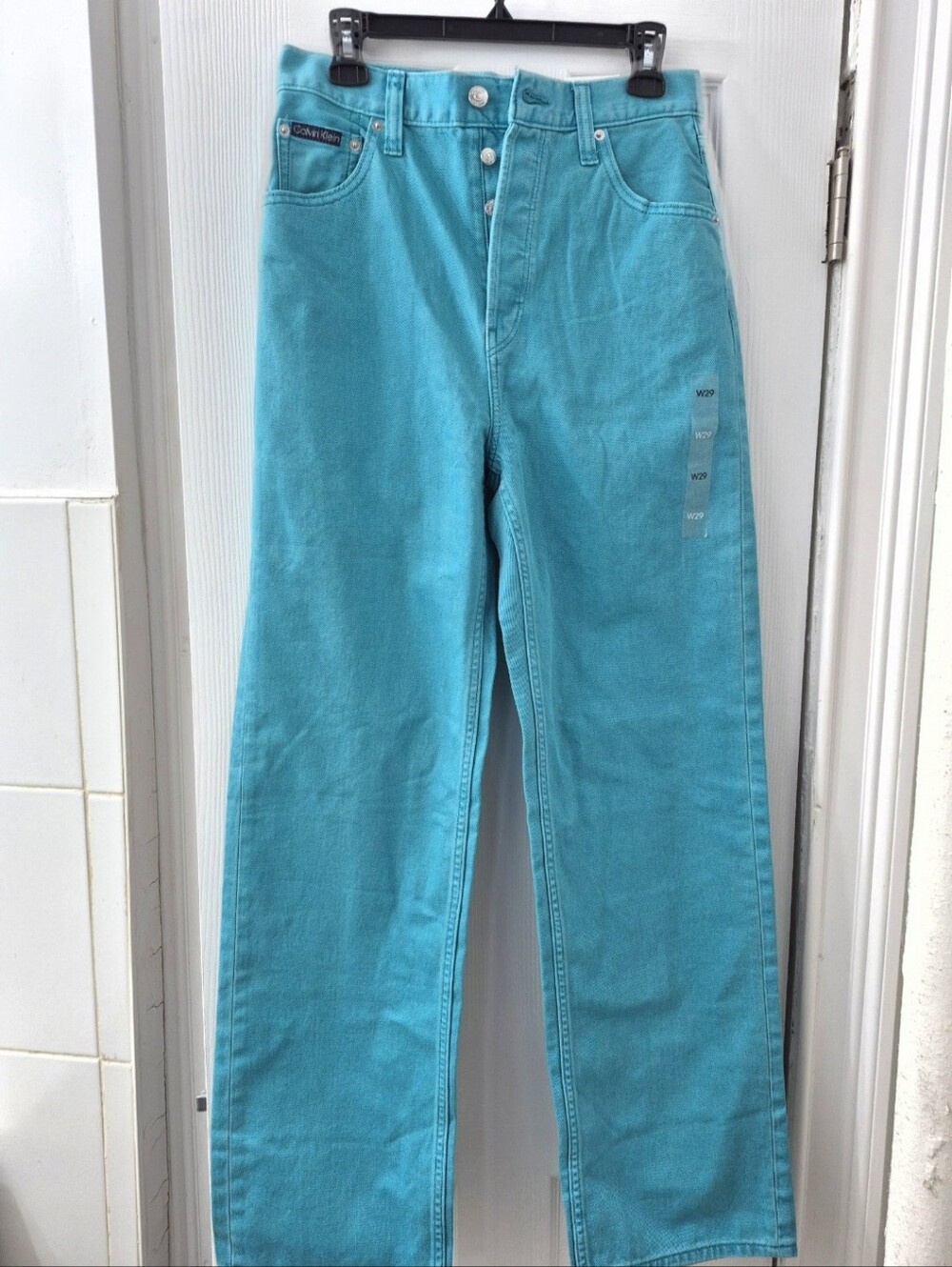 Calvin Klein Jeans Turquoise High-Waist Straight Leg Jeans